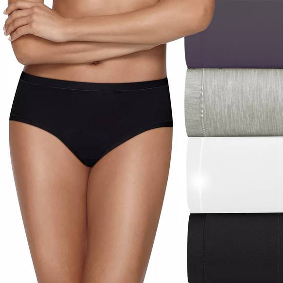 NEW HANES hanes womens ultimate cool comfort 4-pack low rise briefs panties blac - Picture 1 of 2